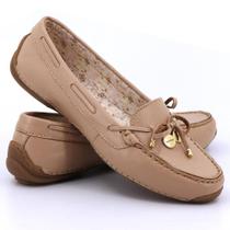 Mocassim Feminino Couro Laço Forrado Estilo Conforto Nude 34 - Liliah Shoes