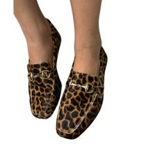 Mocassim Feminino Couro Legítimo Bico Quadrado Confortável Mocassim Feminino Couro Legítimo Bico Quadrado Confortável