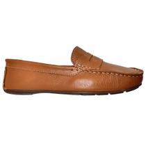 Mocassim Feminino Couro Legitimo Marrom Pesponto
