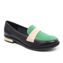 Mocassim Feminino de Couro Macio Vivian Preto e Verde Cultha -
