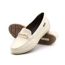 Mocassim Feminino Julia em Couro Alfa Off White - 47005AO