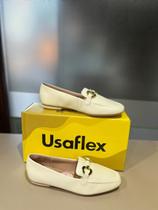 Mocassim Feminino Loafer Couro Marfim Usaflex Uc05005003 Mocassim Feminino Loafer Couro Marfim Usaflex Uc05005003