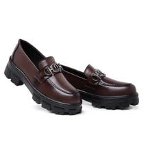 Mocassim Feminino Marrom Couro Confort Sola Tratorada Moderno