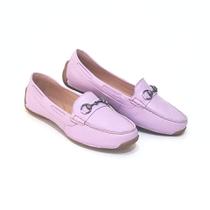 Mocassim Feminino Mirella Lilas Em Couro Legitimo L Shoes