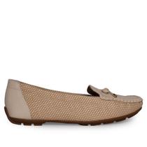 Mocassim Feminino Modare Tecido Tramado Laço Bege