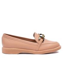 Mocassim Feminino Moleca Maxi Corrente Nude