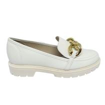 Mocassim Feminino Off White Tratorado com Fivela Beira Rio