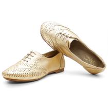 Mocassim Feminino Oxford Couro Metalizado Costura Manual Cadarço Sola Borracha Mocassim Feminino Oxford Couro Metalizado Costura Manual Cadarço Sola Borracha