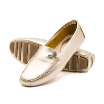 Mocassim Feminino Paris em Couro Metalic Ouro - 3628MO