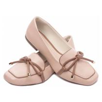 Mocassim Feminino Rasteiro Rose e Bege 456-012A