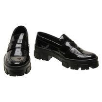 Mocassim Feminino Salto Plataforma Medio Tratorado casual moderno