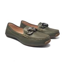 Mocassim Feminino Sapato Dockside Couro Bico Redondo