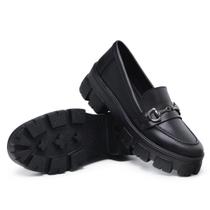 Mocassim Feminino Sapato Oxford Sola Tratorada Plataforma Blogueira Preto e Marrom Metal Mocassim Feminino Sapato Oxford Sola Tratorada Plataforma Blogueira Preto e Marrom Metal