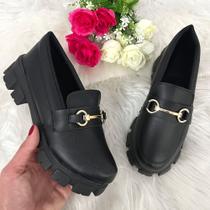 Mocassim Feminino Sapato Tratorado Plataforma Blogueira Oxford