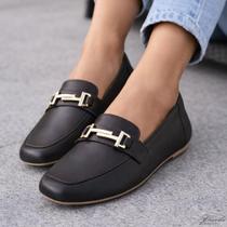 Mocassim Feminino Tamanho Especial 41 ao 44 Bico Quadrado Confortável - Preto - 42 Mocassim Feminino Tamanho Especial 41 ao 44 Bico Quadrado Confortável - Preto - 42