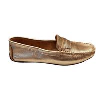 Mocassim Feminino Tradicional Ouro em Couro