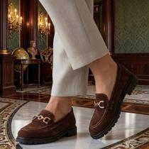 Mocassim Feminino Tratorado Camurça Sapato Oxford Sapatilha Confortável Cor:TaupeTamanho:39 Mocassim Feminino Tratorado Camurça Sapato Oxford Sapatilha Confortável Cor:TaupeTamanho:39