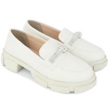 Mocassim Feminino Tratorado Confortável Oxford com Strass Olzzy