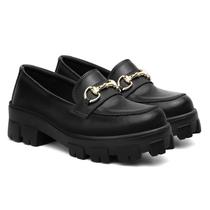 Mocassim Feminino Tratorado Moderno Preto Conforto