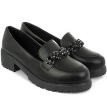 Mocassim Feminino Tratorado Pedraria Oxford Blogueira Olzzy