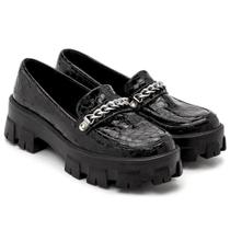 Mocassim Feminino Tratorado Salto Croco Conforto Casual