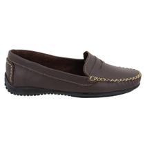 Mocassim Gravata Ketter Boots Feminino Couro Conforto Casual Sapato Costura Manual Café