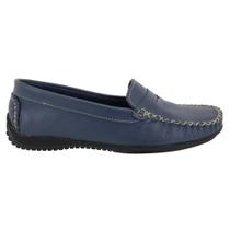 Mocassim Gravata Ketter Boots Feminino Couro Conforto Casual Sapato Costura Manual Marinho