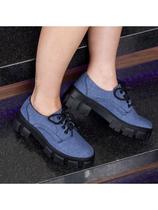 Mocassim Jeans Feminino Tratorado cadarço Chunky Plataforma Mocassim Jeans Feminino Tratorado cadarço Chunky Plataforma