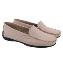 Mocassim Ketter Boots Feminino Couro Conforto Casual Sapato Costura Manual Nude