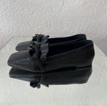 Mocassim Lizzie croco preto corrente preta Mocassim Lizzie croco preto corrente preta