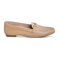 Mocassim Loafer Couro Bridão Metálico Bico Quadrado Comfort Feminino