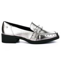 Mocassim Loafer Feminino Azok Metal Pewter Prata Tanara T7881-0007