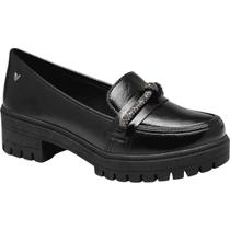 Mocassim Loafer Feminino Strass Verniz Tendência Moda Q8556 Mississipi Preto