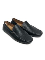 Mocassim masculino azul estampa croco