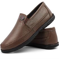 Mocassim Masculino Casual - Conforto e Estilo em Couro Legítimo, Preto ou Café - Ótimo Preço para Adultos, Básico, Leve