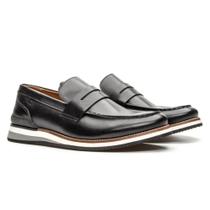 Mocassim Masculino Casual Couro Preto - Cód 831