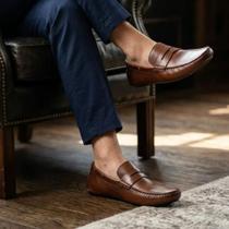 Mocassim Masculino Couro Legítimo Calce Fácil Confortável Mocassim Masculino Couro Legítimo Calce Fácil Confortável