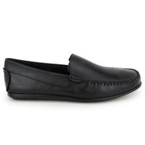 Mocassim Masculino Couro Preto Confortável Borracha Granado