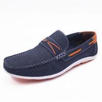 Mocassim masculino de couro C8020 marinho laranja