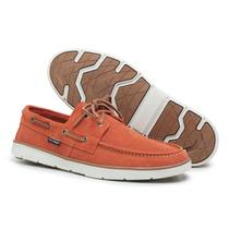Mocassim Masculino Dockside Top Sider em Couro Polo Urban Laranja