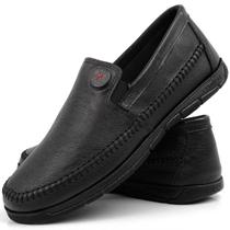 Mocassim Masculino em Couro Legítimo - Confortável e Casual, Preto ou Café - Perfeito para Adultos!