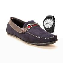 Mocassim masculino sapatilha casual confortavel sapato leve + RELOGIO 37 ao 44