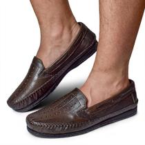 Mocassim Masculino Sapatilha Tratorado Couro Leve Dia a Dia