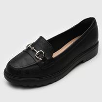 Mocassim Modare Feminino Jeans e Preto Ref:7357.106