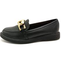 Mocassim Moleca Loafer Flow Corrente Cabedal