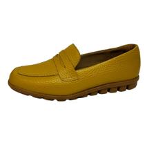 Mocassim Nº35 Couro Amarelo Usaflex Feminino