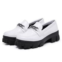 Mocassim Oxford Feminino Derby Sola Tratorada Branco