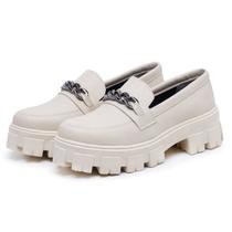 Mocassim Oxford Feminino Derby Sola Tratorada Off White