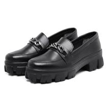 Mocassim Oxford Feminino Derby Sola Tratorada Preto