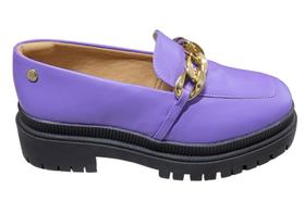 Mocassim Oxford Salto Tratorado Feminino Via Uno Fivela